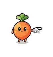 carrot mascot with pointing right gesture vector