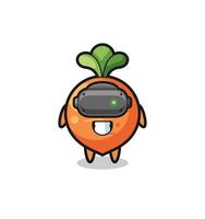 cute carrot using VR headset vector