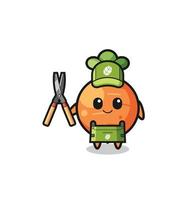 cute carrot as gardener mascot vector