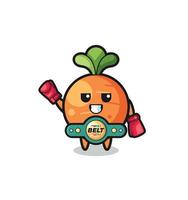 personaje de la mascota del boxeador de zanahoria vector