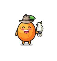 kumquat zookeeper mascot with a parrot vector