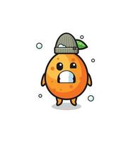 cute cartoon kumquat with shivering expression vector