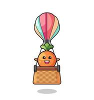 carrot mascot riding a hot air balloon vector