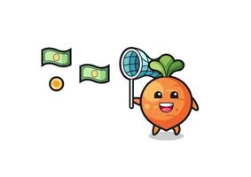 illustration of the carrot catching flying money vector