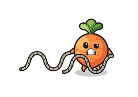 illustration of carrot doing battle rope workout vector