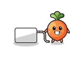 carrot cartoon is pulling a banner vector