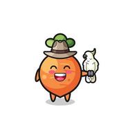 carrot zookeeper mascot with a parrot vector