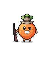 carrot hunter mascot holding a gun vector