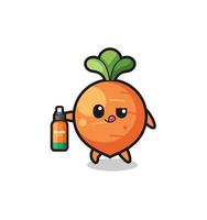 cute carrot holding mosquito repellent vector