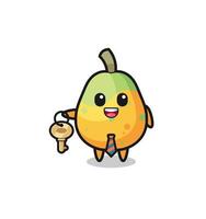 cute papaya as a real estate agent mascot vector