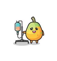 cute papaya character standing with infusion pole vector