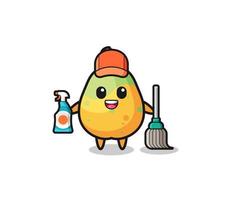 lindo personaje de papaya como mascota de servicios de limpieza vector