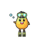 the papaya diver cartoon character vector