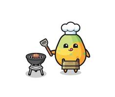 papaya barbeque chef with a grill vector