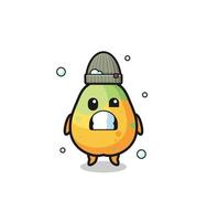 cute cartoon papaya with shivering expression vector