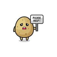 cute potato hold the please help banner vector