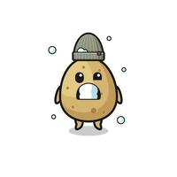 cute cartoon potato with shivering expression vector