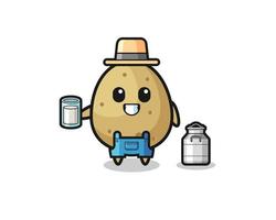 potato cartoon as the dairy farmer vector