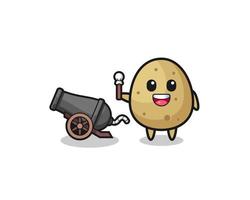 cute potato shoot using cannon vector