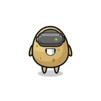cute potato using VR headset vector
