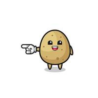 potato cartoon with pointing left gesture vector