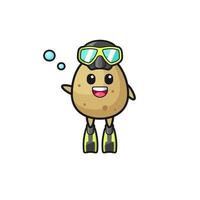 the potato diver cartoon character vector