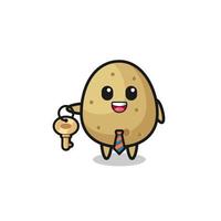 cute potato as a real estate agent mascot vector