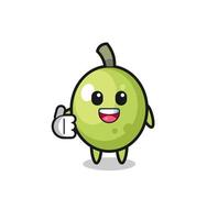 olive mascot doing thumbs up gesture vector