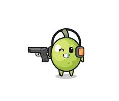 illustration of olive cartoon doing shooting range vector