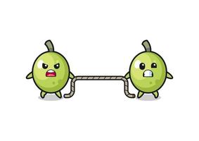 cute olive character is playing tug of war game vector