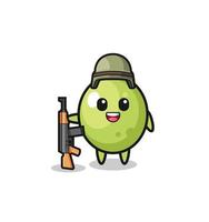 cute olive mascot as a soldier vector