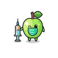 green apple mascot as vaccinator vector