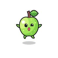green apple character is jumping gesture vector
