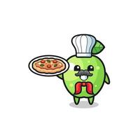 green apple character as Italian chef mascot vector