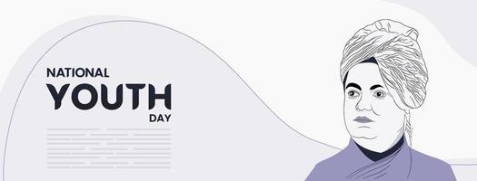 National youth day illustration web banner vector