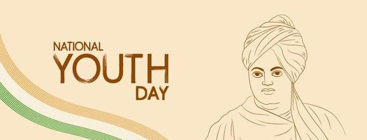 National youth day illustration web banner vector