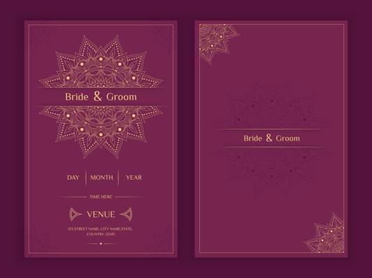 Indian wedding card template with mandala digital invitation design