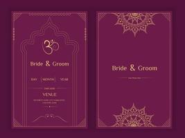 Plantilla de tarjeta de boda india con diseño de invitación digital mandala vector