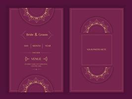 Indian wedding card template with mandala digital invitation design vector