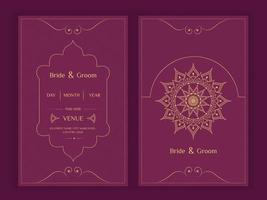 Plantilla de tarjeta de boda india con diseño de invitación digital mandala vector