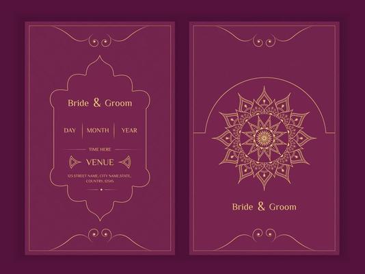 Indian wedding card template with mandala digital invitation design