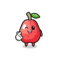 personaje de manzana de agua haciendo corazón de dedo coreano vector
