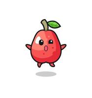 water apple character is jumping gesture vector