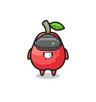 cute water apple using VR headset vector