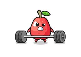 cartoon of water apple lifting a barbell vector