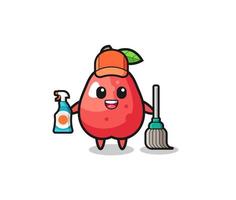 lindo personaje de manzana de agua como mascota de servicios de limpieza vector