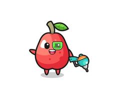 water apple cartoon as future warrior mascot vector