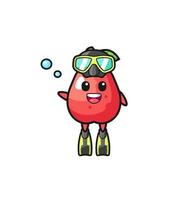el personaje de dibujos animados del buzo de manzana de agua vector