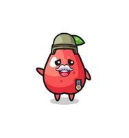 cute water apple as veteran cartoon vector