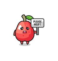 cute water apple hold the please help banner vector
